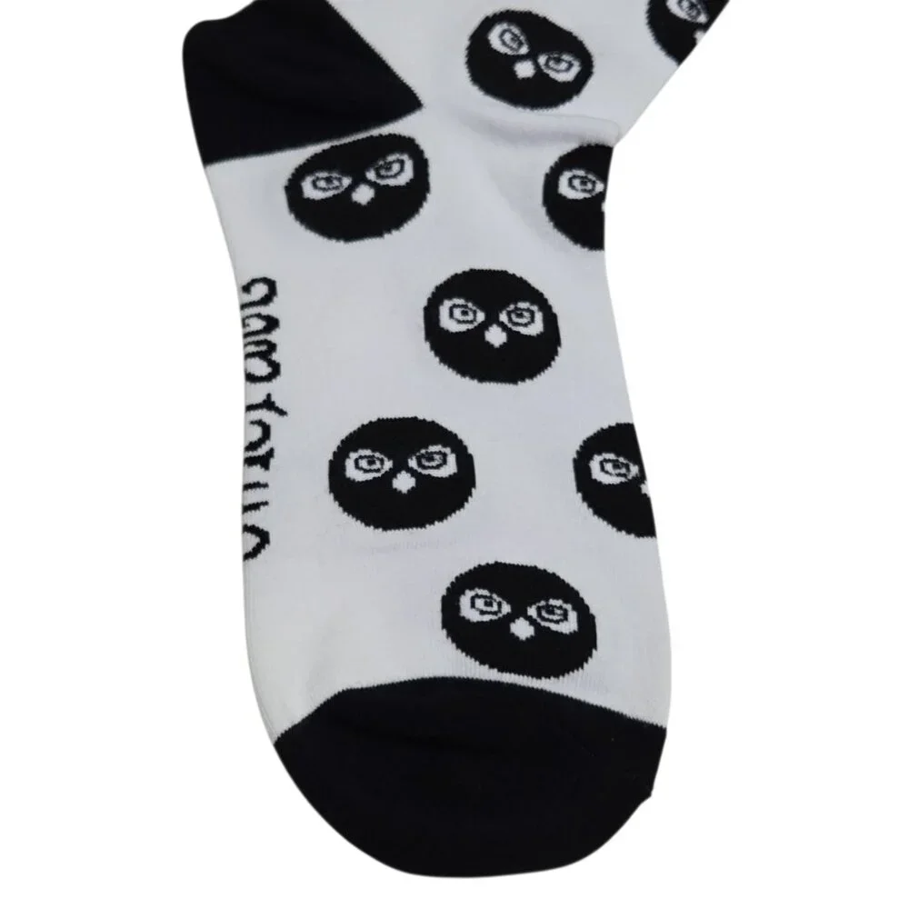 Owlcrate Owl Print Crew Socks Womens White Black Whimsical Dark Academia